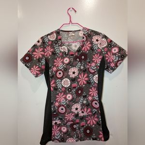 Pink Floral Scrub Top